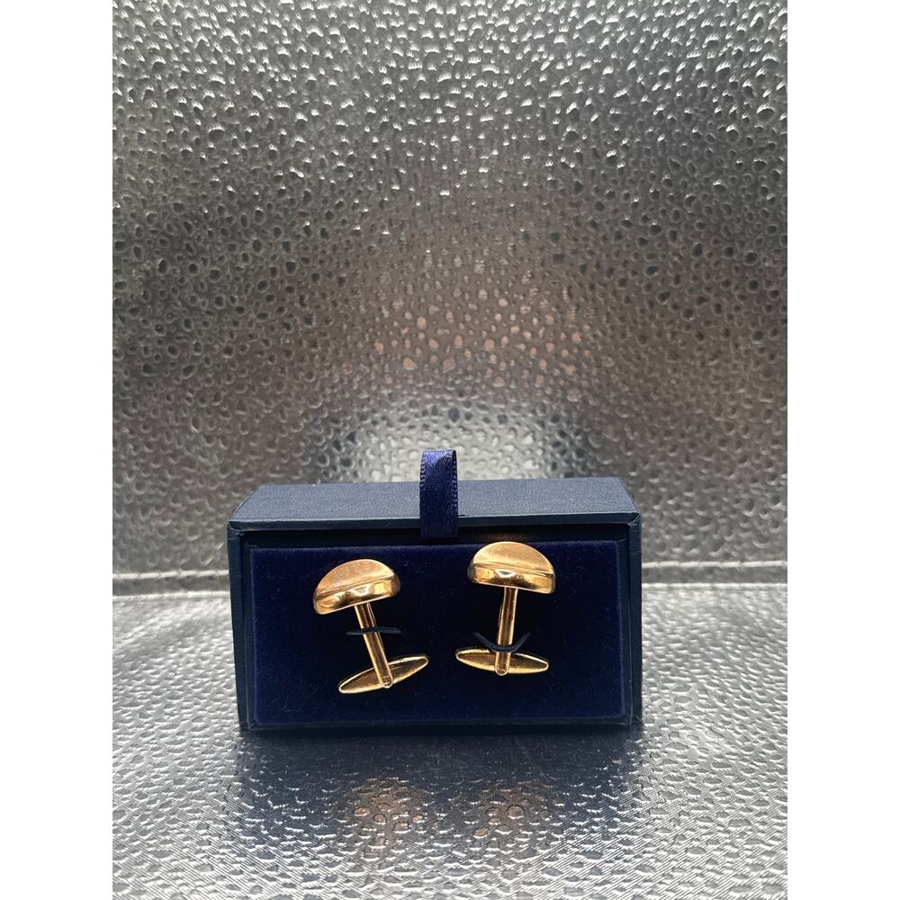Sterling Sewn Polished Gold Dome Cufflinks with Box